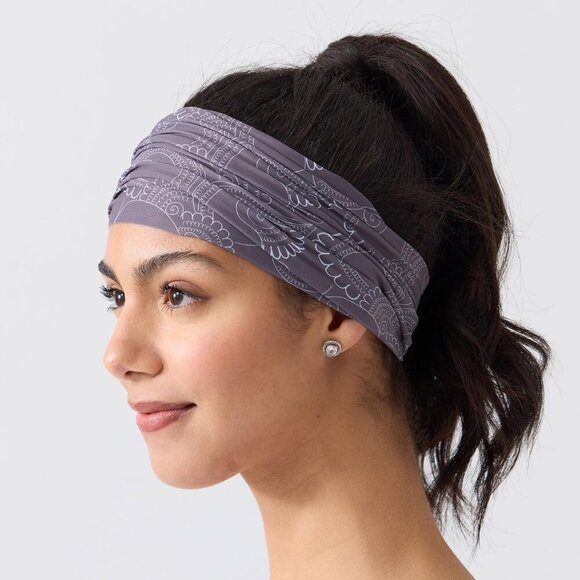 Gray Spandex Boho Headband Wide Yoga Hiking Hair Accessories for Women main image 5